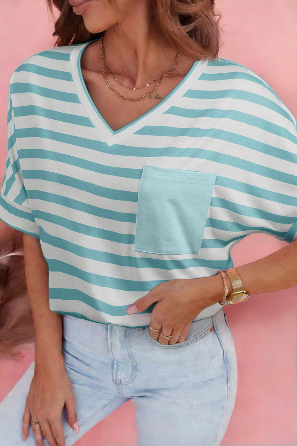 Sky Blue Stripe T Shirt