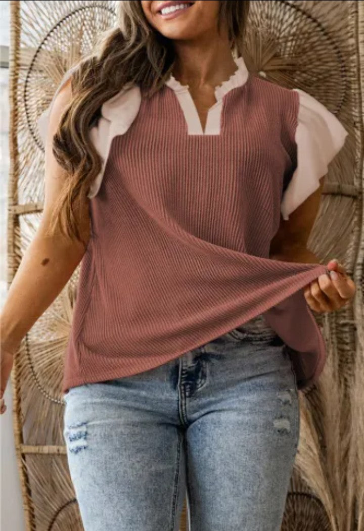 Plus size ruffles short sleeve shirt